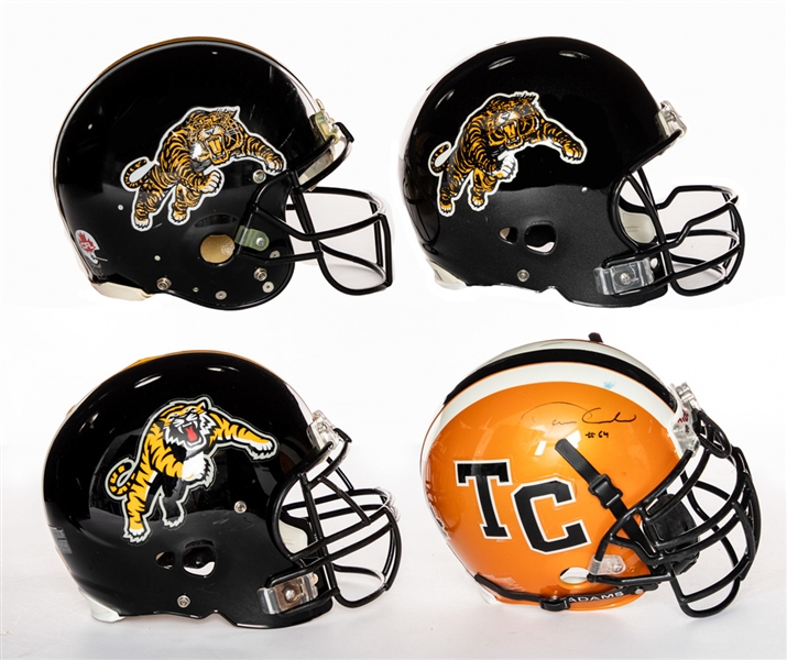CFL Hamilton Ti-Cats 1990s to 2000s Game-Worn Helmet Collection of 4 