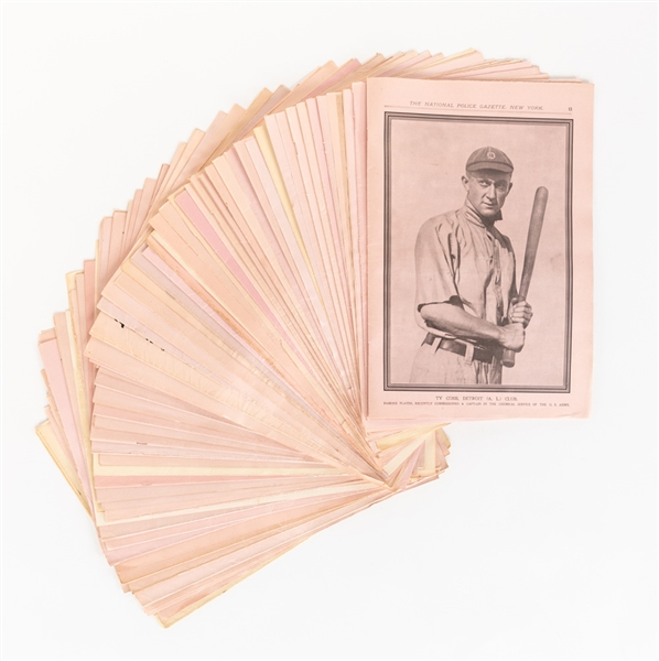 Scarce 1903 to 1921 M128 Police Gazette Baseball Supplement and Picture Collection of 71 including Cobb, Wagner and Mathewson 