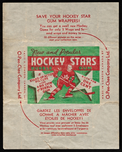 1936-37 O-Pee-Chee Series "D" (V304D) Hockey Card Wrapper