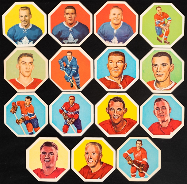 1960-61 York Peanut Butter Montreal Canadiens Hockey Photos (12) Plus 1961-62 Yellow Back (5) and 1963-64 White Backs (10) York Peanut Butter Hockey Cards