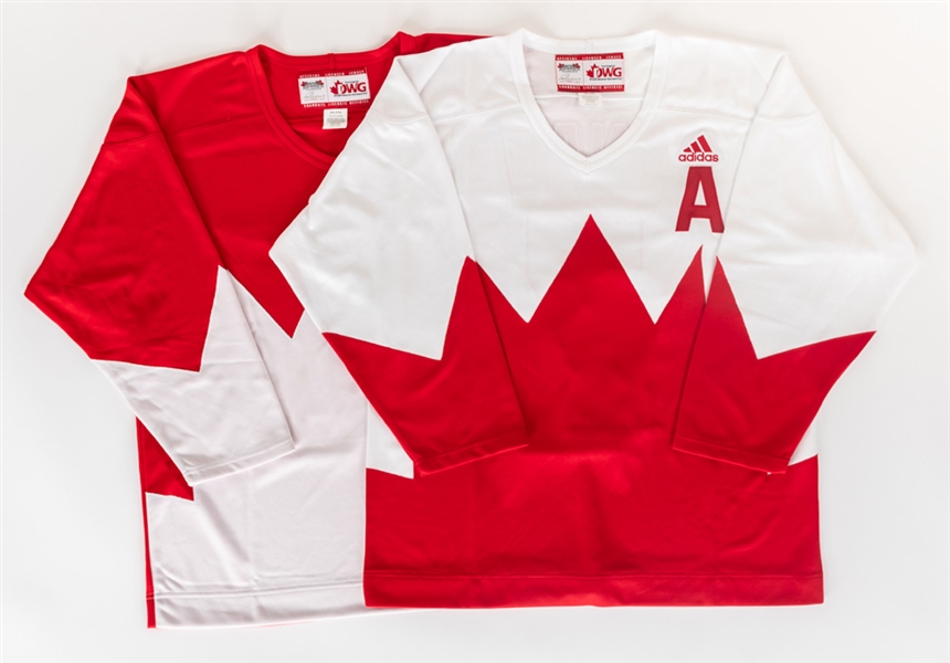 Joel Armias Alternate Captains (Montreal Canadiens) and Denis Malgins (Toronto Maple Leafs) September 28th 2022 Signed Warm-Up Worn 1972 Team Canada 50th Anniversary Jerseys with LOAs