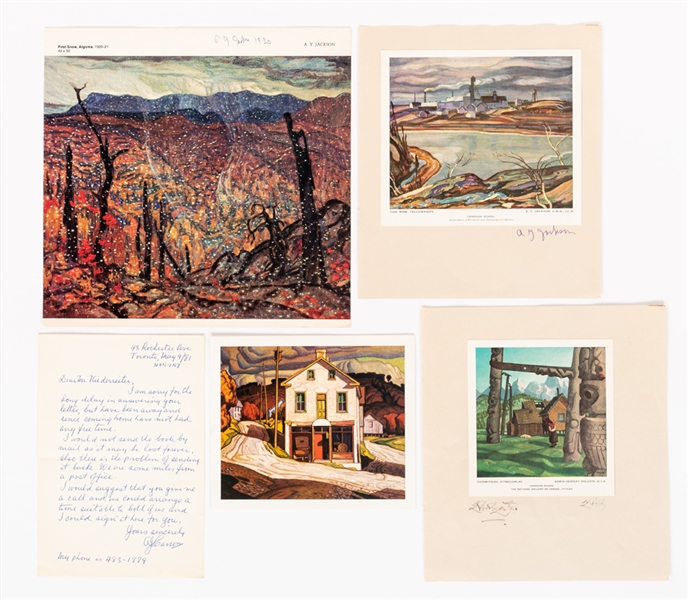 A.Y. Jackson, Edwin Holgate and A.J. Casson Canadian "Group of Seven" Signed Print (3) and Letter Collection