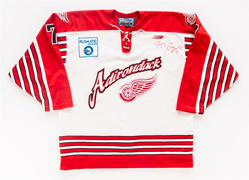 Joe Cardarellis 1996-97 AHL Adirondack Red Wings Signed Game-Worn Third Jersey