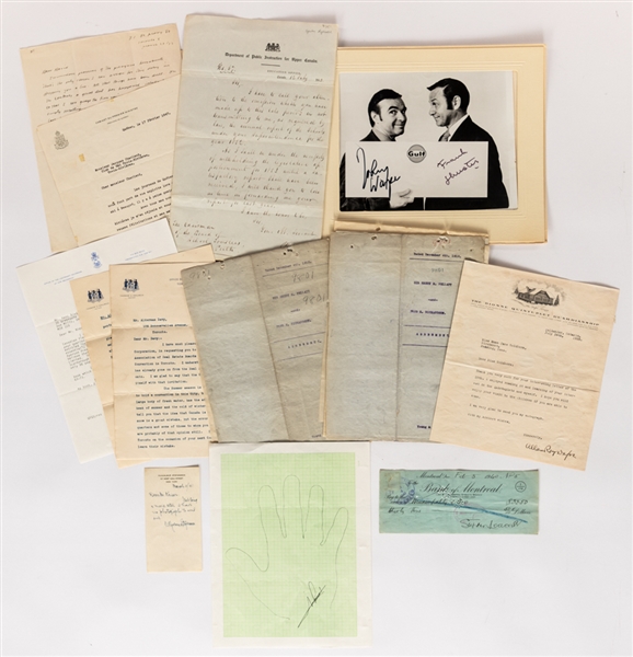 Historic Miscellaneous Canadian Signed Document Collection of 10 including Allan Roy Dafoe (Dionne Quintuplets), Marshall McLuhan, Vilhjalmur Stefansson, Egerton Ryerson and Stephen Leacock. 