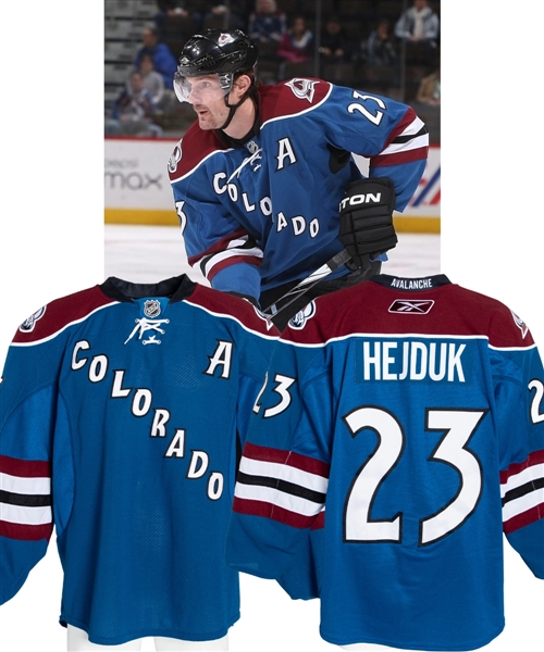 Milan Hejduks 2009-10 Colorado Avalanche Alternate Captains Game-Worn Third Jersey - Photo-Matched! 