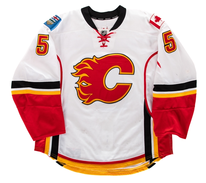 Mark Giordanos 2012-13 Calgary Flames Game-Worn Jersey with Team LOA