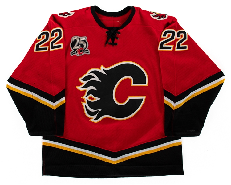 Daymond Langkows 2005-06 Calgary Flames Game-Worn Stanley Cup Playoffs Jersey with LOA - 25th Patch!