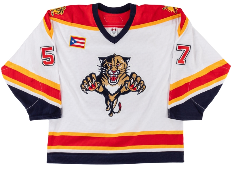 Anthony Stewarts 2006-07 Florida Panthers Game-Worn Puerto Rico Game Pre-Season Jersey - - Puerto Rico Flag Patch!