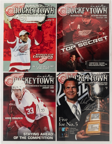 Detroit Red Wings Signed and Multi-Signed Photos/Publications/Pictures (29) Including Yzerman, Lidstrom, Zetterberg, Datsyuk, Delvecchio and Others