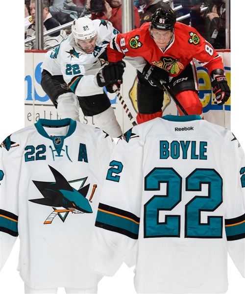 Dan Boyles 2013-14 San Jose Sharks Game-Worn Alternate Captains Jersey - Photo-Matched!