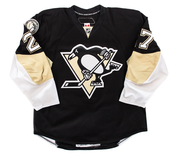 Craig Adams 2010-11 Pittsburgh Penguins Game-Worn Jersey with Team LOA - CEC Inaugural Season Patch! - Team Repairs!