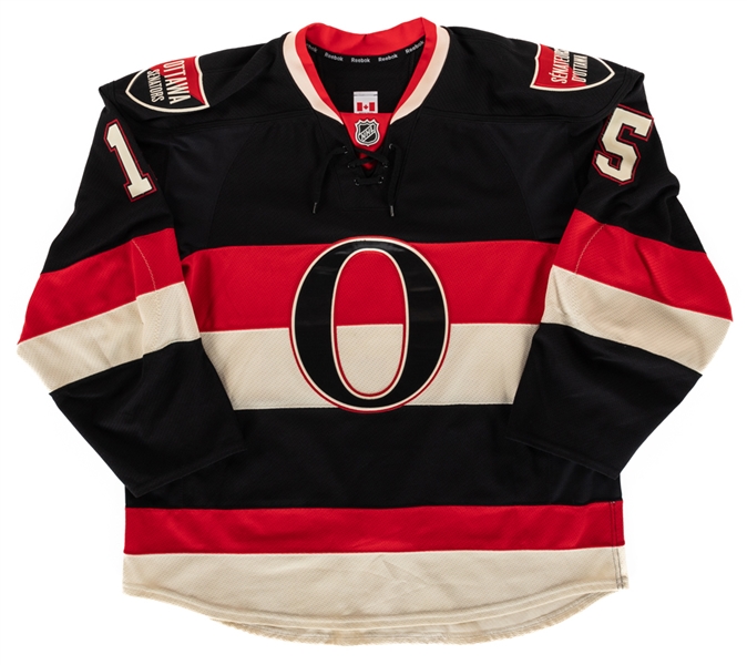 Zack Smiths 2013-14 Ottawa Senators Game-Worn Heritage Jersey - Team Repairs!