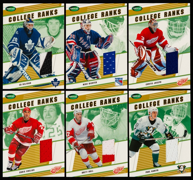 2002-03 ITG Parkhurst "College Ranks" Hockey Complete Jersey Card Set (18/18) Including Belfour, Joseph, Chelios, Hull, Kariya and Others