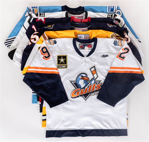 ECHL 2003 to 2018 Game-Worn Jersey Collection of 6 Including Reading, Johnstown, San Diego, Manchester, Greenville and Dayton
