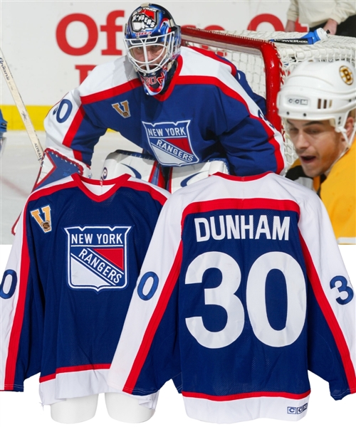 Mike Dunhams 2003-04 New York Rangers "Vintage" Game-Worn Jersey with LOA - Photo-Matched!