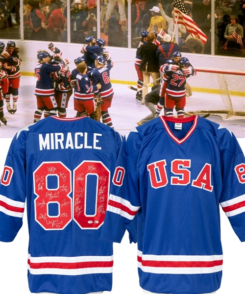1980 Team USA "Miracle on Ice" Team-Signed Jersey by 20 with PSA/DNA LOA 