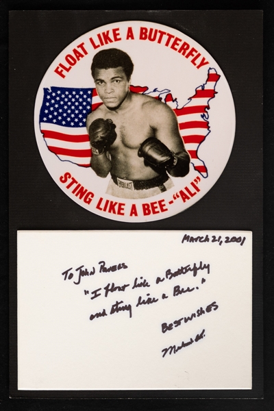 Muhammad Ali Signed Cut with Annotation I Float like a Butterfly and Sting Like a Bee with Provenance Documents and JSA LOA