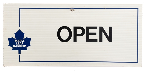 Maple Leaf Gardens Carlton Street Box Office Window Open/Close Sign with LOA (8" x 18")