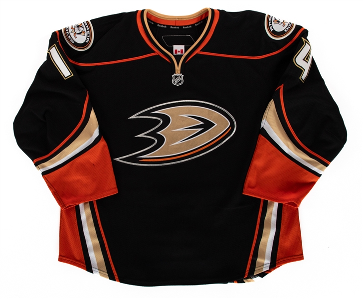 Maxim Lapierres 2010-11 Anaheim Ducks Game-Worn Third Jersey with Team LOA  