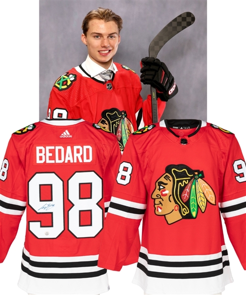 Connor Bedard Signed Chicago Blackhawks Adidas Pro-Model Jersey with COA 