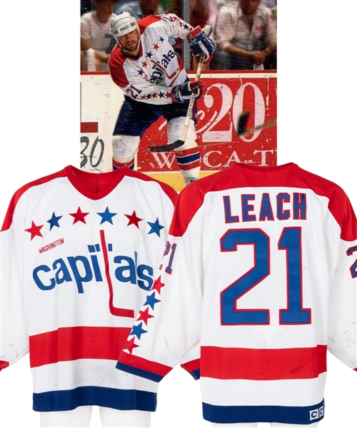 Steve Leachs 1990-91 Washington Capitals Game-Worn Jersey with LOA - Great Game Wear! 