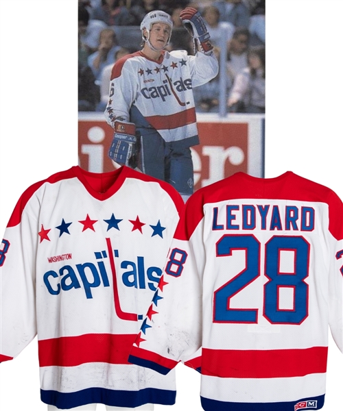 Grant Ledyards 1987-88 Washington Capitals Game-Worn Jersey - Nice Game Wear! 