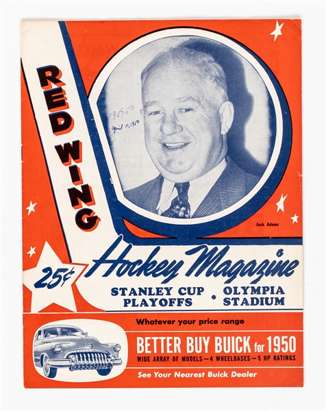 April 11, 1950 Stanley Cup Finals Game #1 Detroit Olympia Program - Detroit Red Wings vs New York Rangers 