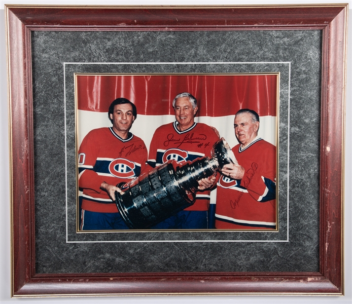 Bobby Orr "The Goal" and Deceased HOFers Guy Lafleur / Jean Beliveau / Rocket Richard Signed Framed Photos (2) 