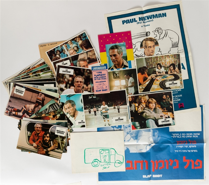 1977-78 Slap Shot International Movie Poster, Lobby Card & Program Lot of 35