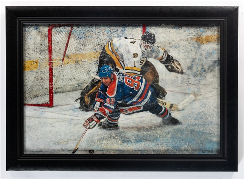 Wayne Gretzky "1988 Stanley Cup Finals" Original Acrylic Framed Painting by Steven Csorba (24 1/2” x 34”)