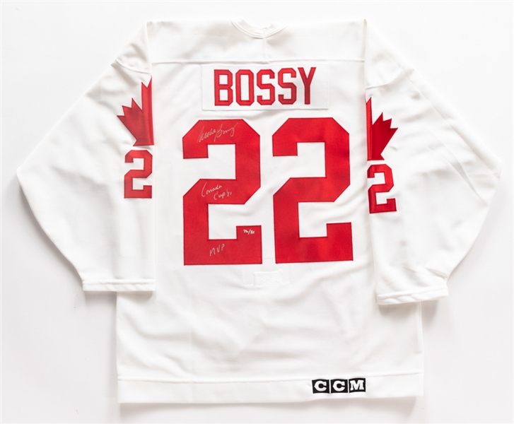 Mike Bossy Team Canada Signed Limited Edition Jersey with JSA Auction LOA - "Canada Cup 81" and Tournament MVP Notations!