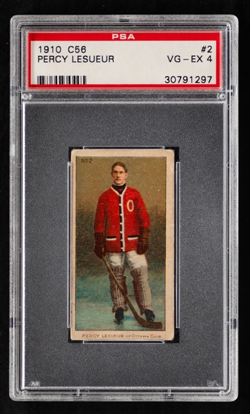 1910-11 Imperial Tobacco C56 Hockey Card #2 HOFer Percy LeSueur Rookie - Graded PSA 4