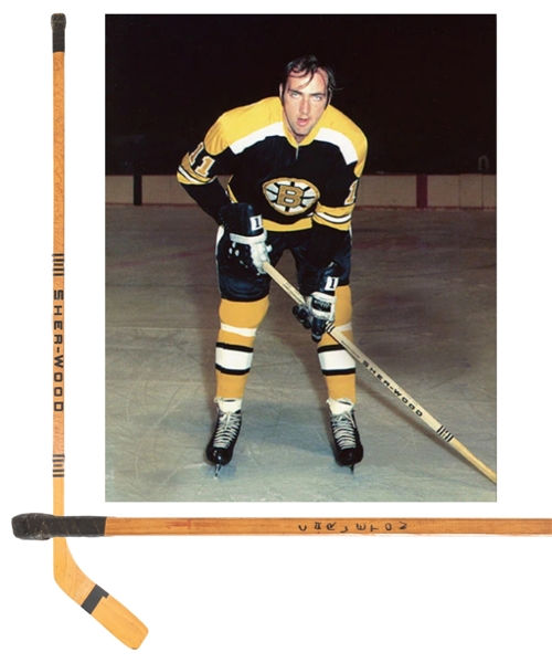 Wayne Carletons 1969-70 Boston Bruins Stanley Cup Champions Team-Signed Sher-Wood Game-Used Stick with LOA 