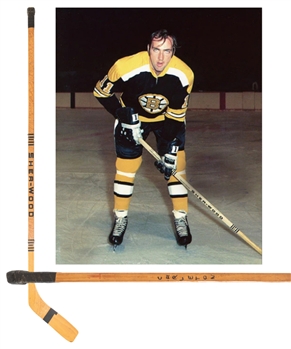 Wayne Carletons 1969-70 Boston Bruins Stanley Cup Champions Team-Signed Sher-Wood Game-Used Stick with LOA 