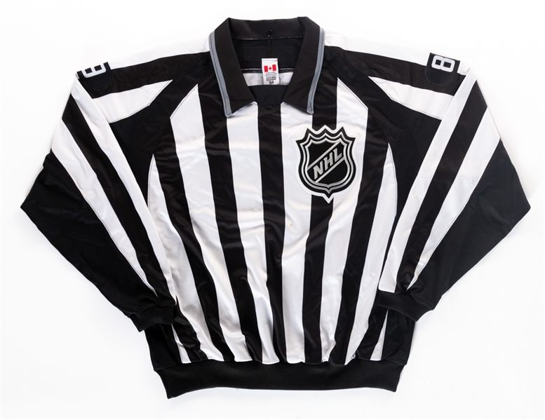 Steve Millers Early-to-Mid-2010s NHL Linesman Game-Worn Signed Jersey - Personalized to Former Chicago Bears Coach Mike Ditka!