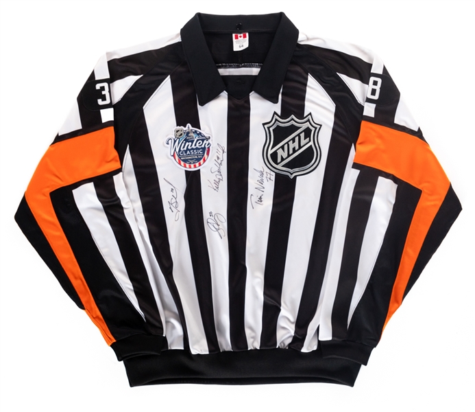 Francois St. Laurents 2015 NHL Winter Classic Referee Game-Worn Jersey - Signed by Officiating Crew! 2015 NHL Winter Classic Patch! 