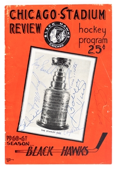 Chicago Stadium 1961 Stanley Cup Finals Multi-Signed Program with Sawchuk, Howe and Hull - JSA Auction LOA