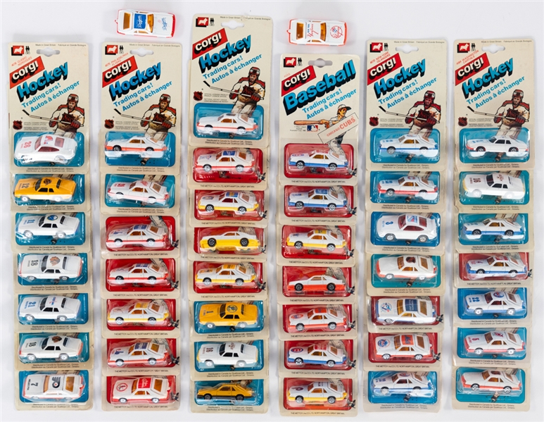 1982 National Hockey League and Major League Baseball 1:64 Scale Die-Cast Cars Collection of 45