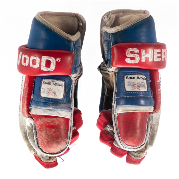 Frank Mahovlichs NHL Alumni Game-Worn Sher-Wood Gloves from His Personal Collection with Family LOA. 