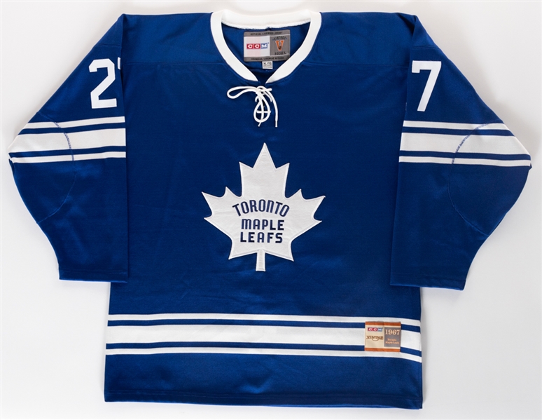Frank Mahovlich Signed Toronto Maple Leafs Jersey with Annotated Stats Plus Signed Stats Photo (11" a 14") from Frank Mahovlichs Personal Collection with Family LOA