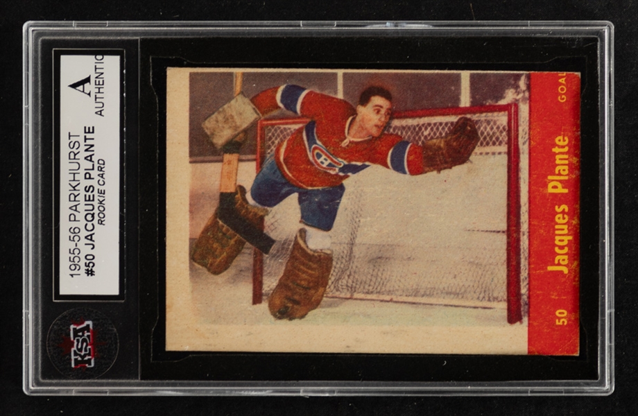 1955-56 Parkhurst Hockey Card #50 Jacques Plante Rookie - Graded KSA Authentic