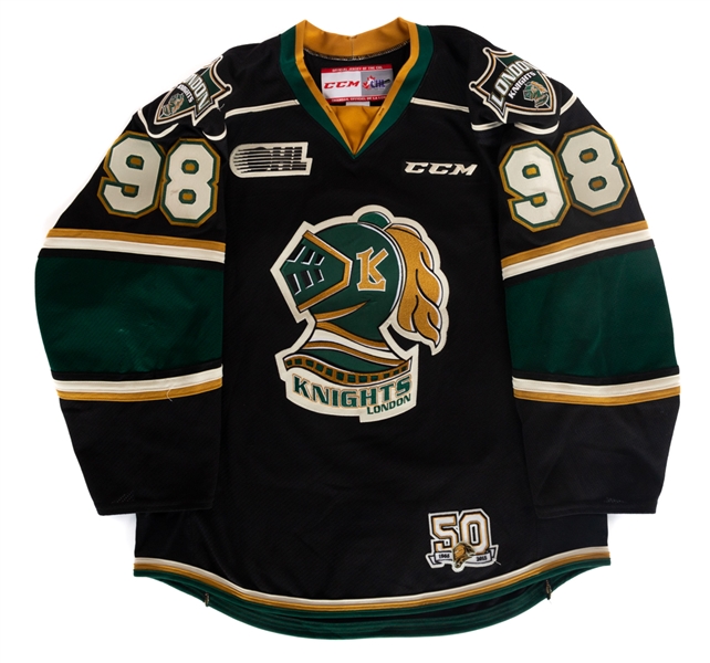 Victor Metes 2014-15 OHL London Knights Game-Worn Jersey with Team LOA - 50th Patch!
