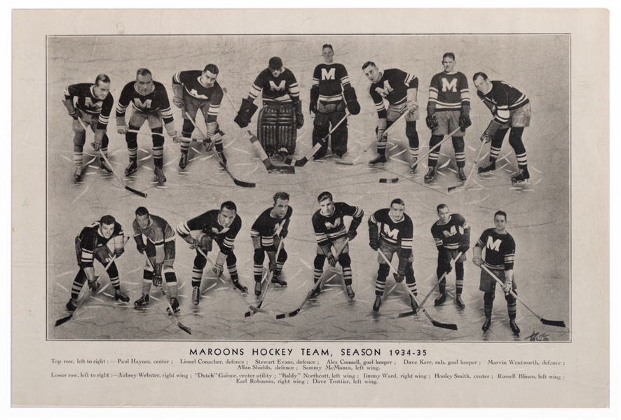 1934-35 Montreal Maroons Team Picture by Rice Studios (8" x 12")