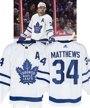 Auston Matthews 2021-22 Toronto Maple Leafs Game-Worn Alternate Captains Jersey with Team LOA - Rocket Richard and Hart Memorial Trophy Winning Season! - Photo-Matched!