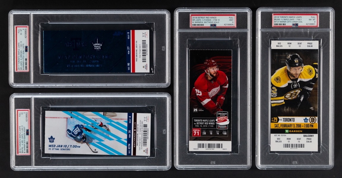 Toronto Maple Leafs PSA-Graded Full Ticket Collection of 4 including Mitch Marner December 19, 2017 4-Point Night