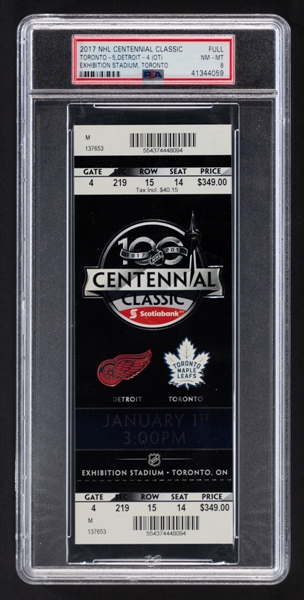 2017 NHL Centennial Classic Full Ticket PSA 8