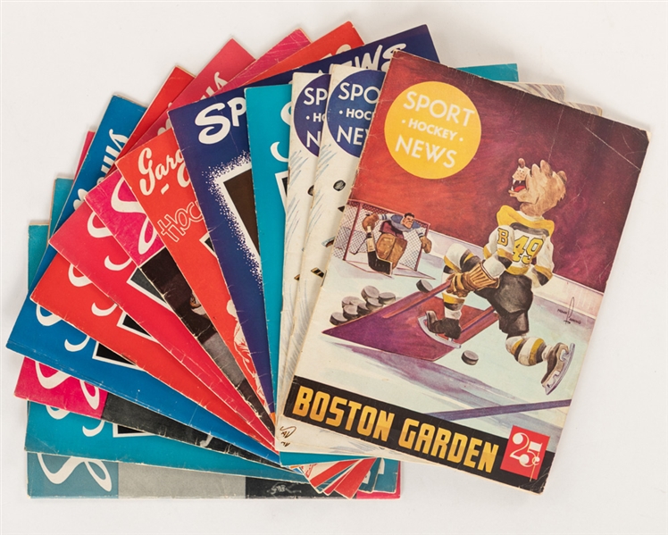 Boston Bruins 1940s to 1950 Boston Garden Program Collection of 11 