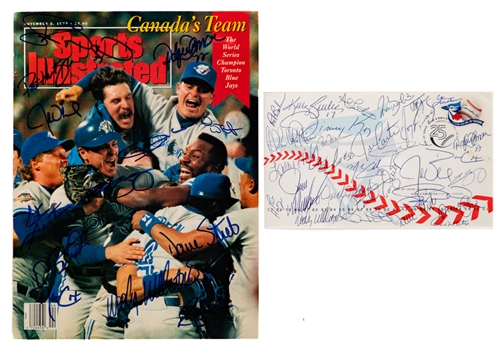 Toronto Blue Jays Autograph Collection Including 1992 World Series Champions Multi-Signed SI Magazine, 2001 FDC 25th Anniversary Signed by 25+ and Numerous Other Items with JSA Auction LOA
