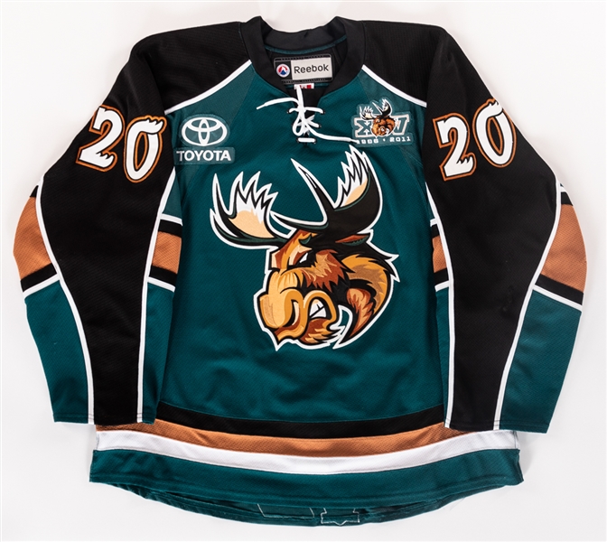 Victor Oreskovichs 2010-11 AHL Manitoba Moose Game-Worn Jersey with Team LOA - 15 Season Patch!