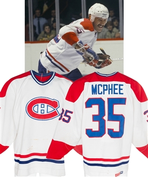 Mike McPhees Late-1980s Montreal Canadiens Game-Worn Jersey - Team Repairs!